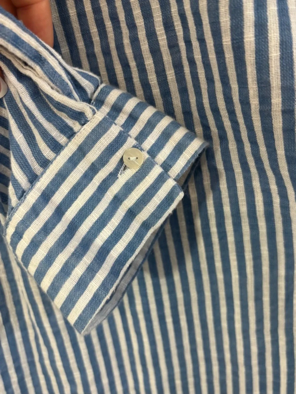 Turks & Caicos Blue White Stripe Cotton Button Down Swim Cover Up Shirt Size XL